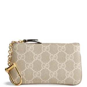 Pre-owned GUCCI GG Supreme Coated Canvas Key Pouch GG Supreme Cream