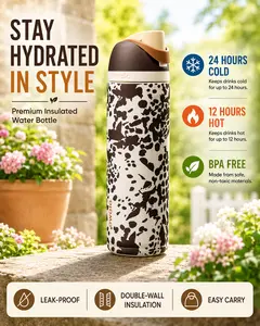 [New] Hot Trending Owala Insulated Water Bottle 24oz – Cute Duck Design, BPA-Free, Leak-Proof, 24H Cold & 12H Hot