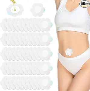 50PCS Castor Oil Pack Wrap for Belly Button, Disposable Self-Adhesive Blank Pack Wrap Highly Absorbent Castor Oil Wraps Patch Pads Spunlace Cloth Cover Compress No Wash 6x6cm/2.36x2.36in