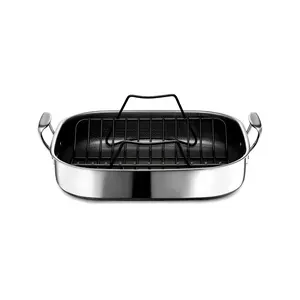 HexClad Hybrid Nonstick Roasting Pan with Rack, Dishwasher-Friendly, Oven-Safe Up to 900°F, Compatible with All Cooktops