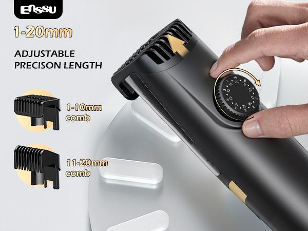 Enssu Vacuum Beard Trimmer for Men, Auto Hair Suction Electric Trimmer, 2 Guide Combs, Adjustable Length Dial, Waterproof Cordless Grooming Kit for Beard, Face & Body