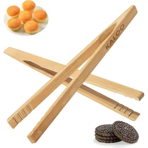 2 count  Toaster Tongs,  8 inch Wooden Cooking Tong, Multipurpose  Tongs for Fruits, Bread, Pices, cheese, Bacon, and Muffins