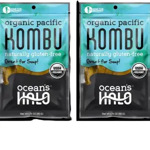 Ocean's Halo Organic Pacific Kombu Seaweed 1.76 Ounces Gluten-Free for Miso Soup 2 Pack USDA Certified Plant-Based Snack Dry Dried