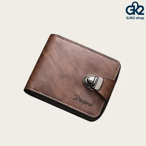 Men's Vintage Zipper Wallet, Short Business PU Leather Purse with Multi-Card Slots & Large Capacity, Perfect Father's Day Gift