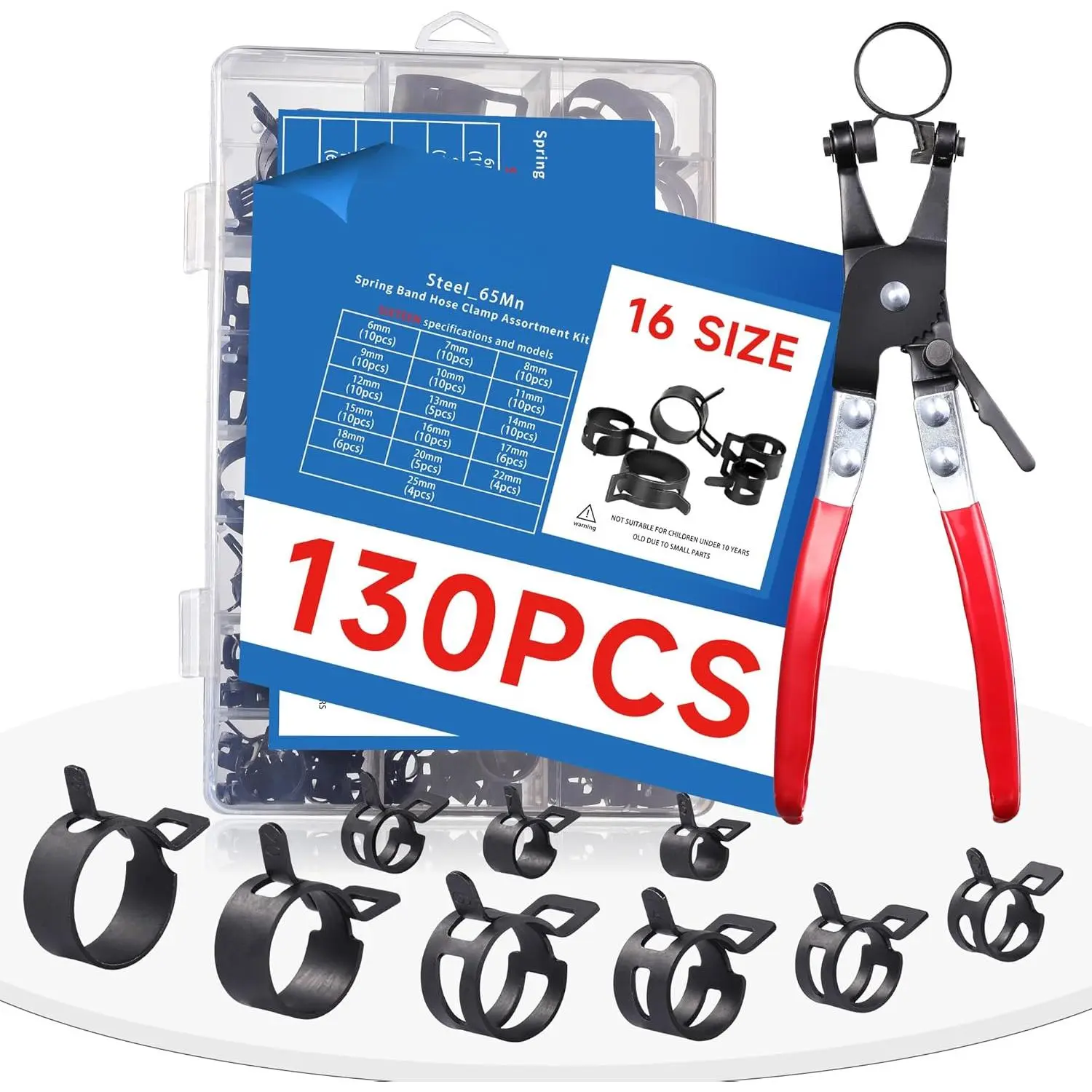 Black-130Pcs-16Size(6-25mm)