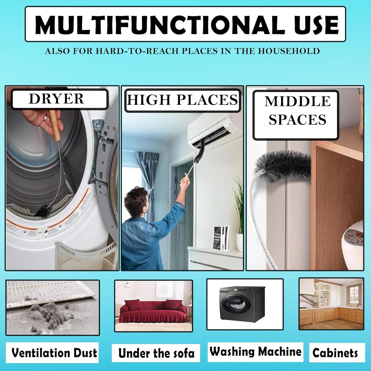 Dryer Vent Cleaner Kit – Flexible Lint Brush for Household Cleaning, Long Refrigerator Coil Brush, Dust & Pet Hair Remover (1-Pack)