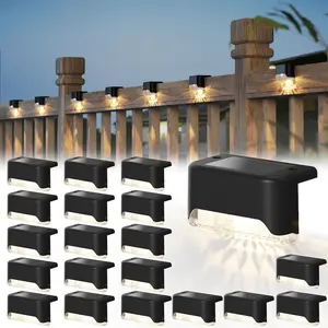 XTAUTO 20-Pack Outdoor Solar Deck Lights, Waterproof LED Lights, perfect for outdoor stairs, steps, fences, gardens, patios, and pathways, solar fiber optic lighting system indoor.