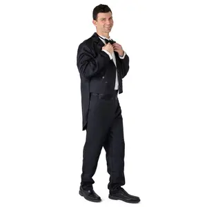 Black Tuxedo Costume For Adults | 4 Piece Formal Suit Set with Tailcoat, Shirt, Bowtie & Pants  – Stylish Party Wear For Halloween & Performance Wear - Men's Fashion Clothes