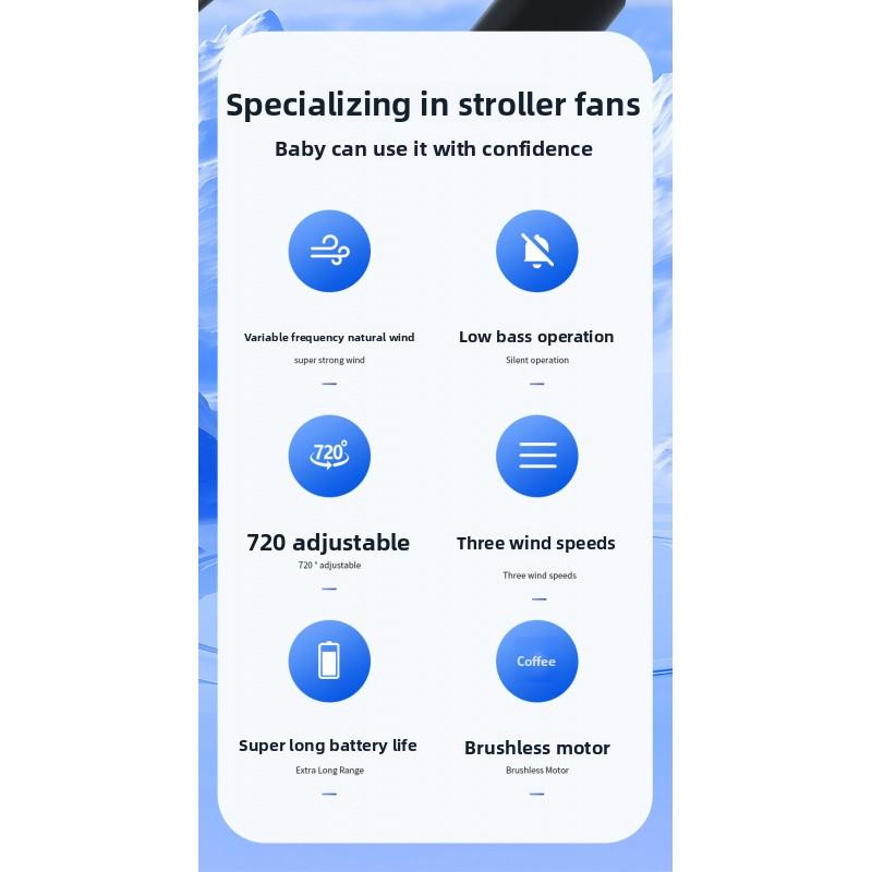 Portable Octopus Fan for Strollers, USB Rechargeable, Quiet & Foldable, Perfect for Outdoor Use