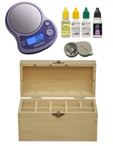 GTE & JSP Gold Jewelry Acid Test Kit 9k 10k 14k with DigiWeigh R10-600 Scale 30x Loupe & 9-Slot Bamboo Storage Box for Jewelers Collectors Investors