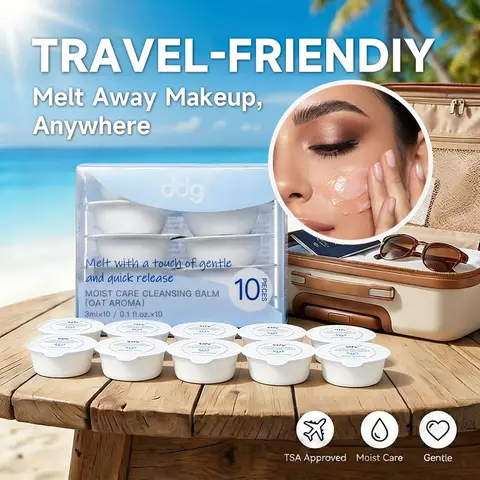 [ddg Official Shop] ddg Travel Size Gentle Hydrating Cleansing Balm Makeup Melter- Vegan, Moisturizing, Oat-Infused Natural Plant Oil Formula, Scent-Free, Waterproof Makeup Remover, Soothing for Adults All Skin Types, 3ml Individually Wrapped (10-Pack)