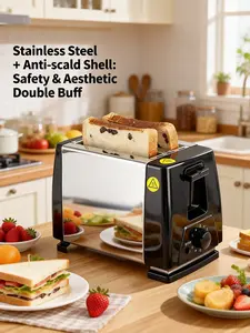 【#MorningMagic】2-Slice Toaster: 6-Level Crisp Control + 30s Quick Toast | No More Soggy Bread!