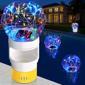 Solar Chlorine Floater,Pool Chlorines Floater with Colorful Lights,Chlorine Floaters with Diamond Shapes,Adjustable Flow Floating chlorines Dispenser for Pool,Hot Tub Chlorines Floaters Orange outdoorfun garden decor summer fun