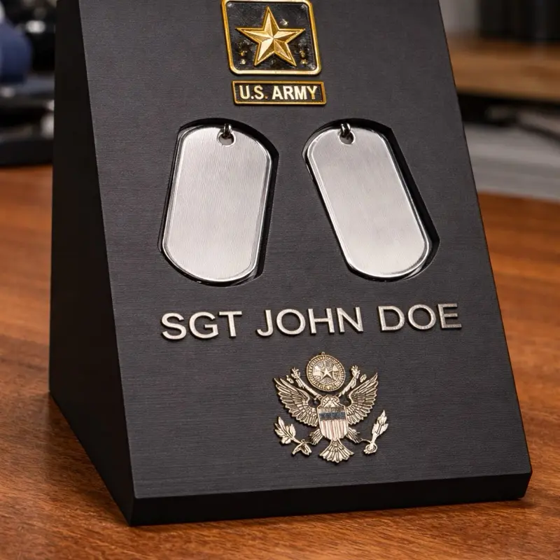 U.S. Army Dog Display Case with Custom Name and Rank - Personalized Military Memorabilia