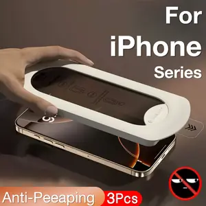 3 Pack Military Grade Anti-Shatter iPhone 16 16e 15 14 13 12 11 XS XR Pro Max Screen Protector, Privacy Tempered Glass Film, Scratch Resistant & Easy Install,