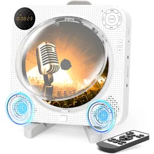 CD Player with Speakers,  CD Player Portable with Remote Control FM Radio Digital Screen Headphone Jack,Wall CD  Player Support AUX in &USB