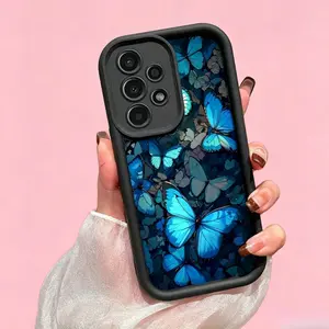 Stylish Blue Butterfly Patterned Phone Case for phone casse 17 16 15 14 13 12 11 and Galaxy A01/A02S/A03/A03S/A05/A10S/A11/A12/A13/A53 5G/A54 5G/A70/A71/A72/A73 5G/S20/S21/S22 5G/S22+ 5G/S22 Ultra 5G/S23/S23+ High-End Shock-Absorbing Soft Shell