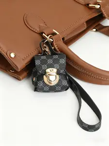 New Fashion Earphone Bag Keychain, Dot PU Mini Lock Key Ring, Four Styles Available, Ideal for Daily Use, Campus Life Essential, Keychain Attachment