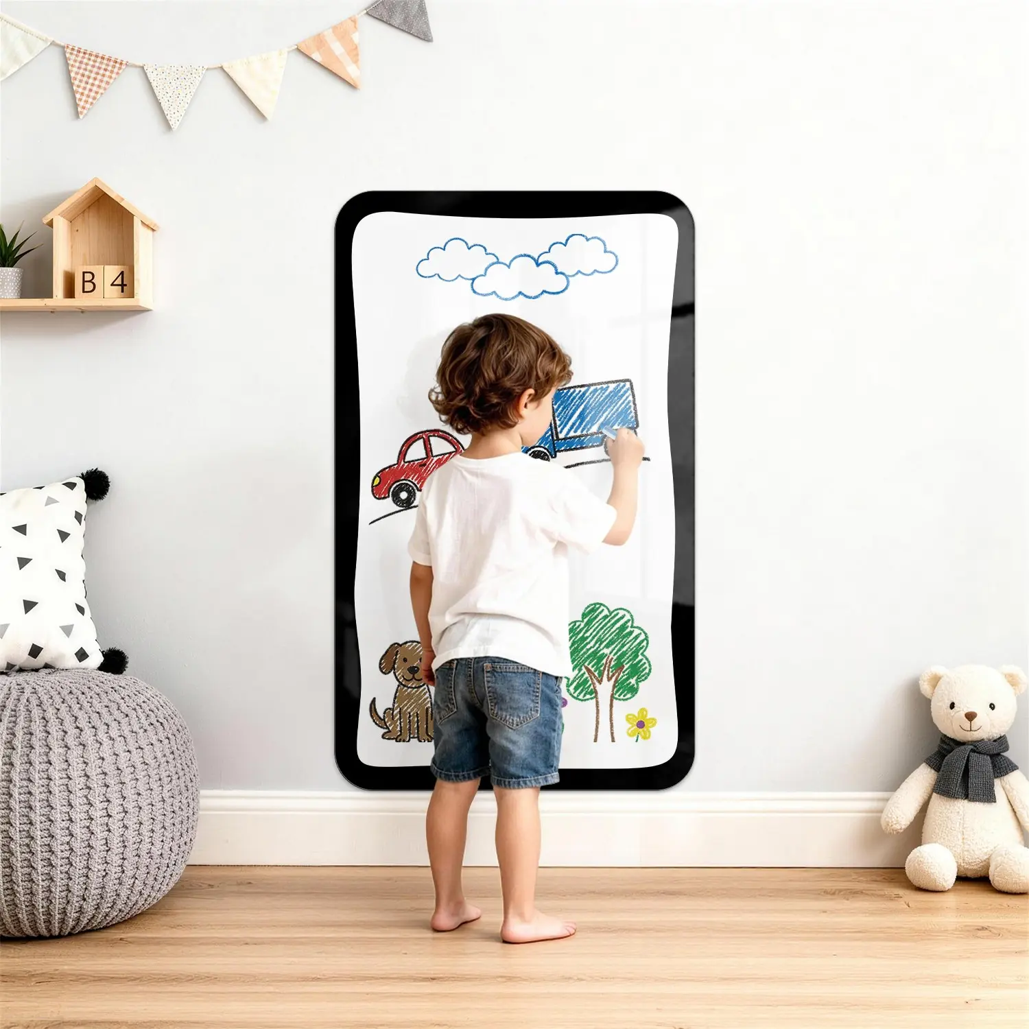 Square Magnetic Whiteboard Film with Self-Adhesive Backing, Smooth Writing and Erasing for Clear Notes, Ideal for Any Wall Surface, Portable Wipeable Board