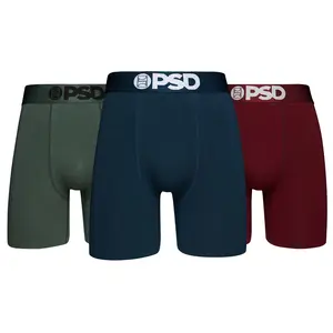 PSD Underwear Men's Multi Color Cotton Boxer Briefs 3-Pack