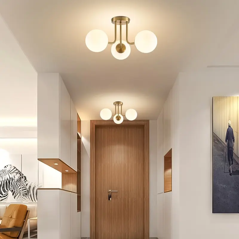 Nordic Modern Simple Home Living Room 3-Head E27 Base Ceiling Light, Bedroom Study Creative Personalized Room Magic Ball Ceiling Lamp, Indoor Lighting, Ambient Decoration Lamp