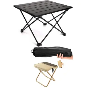 Camping Side Table, Portable Folding Beach Table, Small Aluminum Picnic Backpacking Table for Outdoor Cooking, BBQ, Fishing,Hiking, Boat, Travel, Outdoor Folding Chair