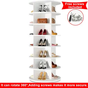 360° Rotating 6/7-Tiers Organizer Shoe Rack, Fits 24-28 Pairs of Shoes, Spinning and Revolving Round Shoe Rack, for Entryway Living Room Hallway Footwear Organization