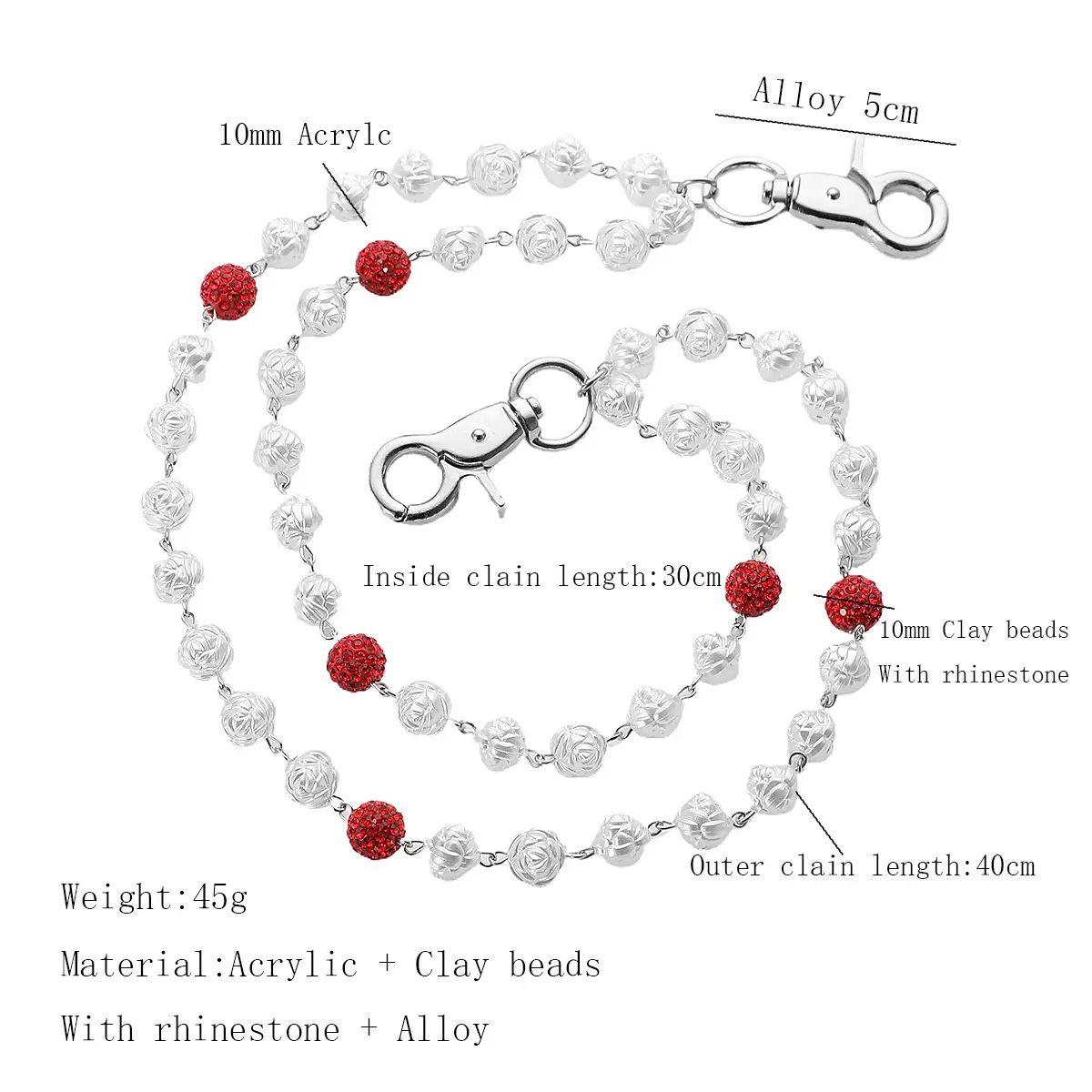 Red bead+floral waistband (10mm)