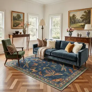 【Deals For You Days】BEIMO Soft Area Rug Machine Washable Pet Friendly Non Slip Floor Carpet for Living Room Bedroom Hallway Kitchen Decor Bedroom Decor,ARN5050-INDIGO BLOOM