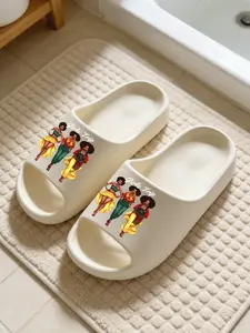 Girls Trip African Style Girls Print Cloud-Feel Vacation Casual Vibe Style Girls Trip Lovers Must-Have Gift Non-slip Soft Home Sandals