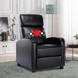 [summervibes] EBELLO PU Leather Massage Recliner Chair Winback Recliner Chairs, Modern Padded Seat Reclining Chair Single Sofa for Living Room, Adjustable Home Theater Seating Office Black
