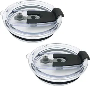 Tumbler Lids Spillproof 20 Oz,2 Replacement Lids for 20 oz YETI Rambler, & Straw Friendly,Spill-proof Lids,Covers for 20 Ounce Tumbler Cup(20 oz, Black)