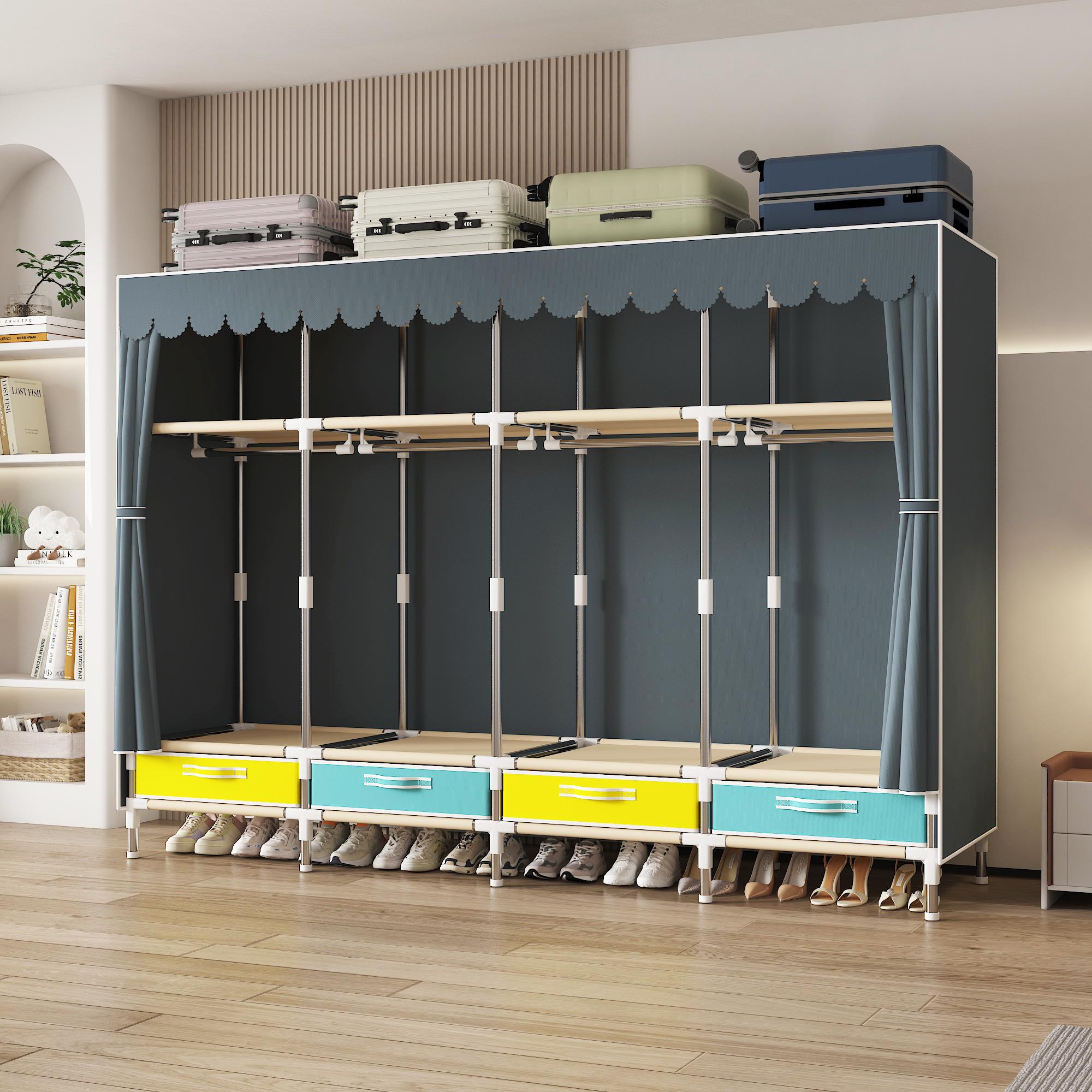 Large-Capacity Portable Wardrobe with Hanging Rod, Heavy-Duty Closet with Dust-Proof Zipper, Easy Assembly for Bedroom & Dorm, maybe you like this fashion armoire.