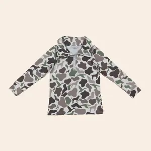 UWH Boy Camo Pollover Hunting Clothes Winter Half Zip Top