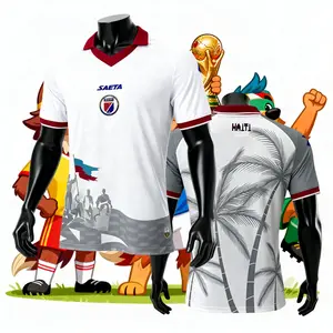 Haiti National Team 2026 Polo Soccer Jersey Blue White And Red Short-Sleeve Jersey