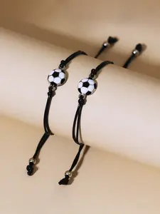 Cute Football Shape Couple Bracelets, 2 Pieces/set, Perfect for Soccer Events, Fun Accessories for Sports Lovers, Trendy Jewelry Gift, Adjustable Bracelets