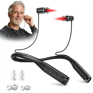 Tinnitus Relief Device - Red Light Therapy for Ears & Nose, 650nm Rechargeable Ear Light Therapy with 3 Modes, Hands-Free Neck Design for Tinnitus and Hearing Support