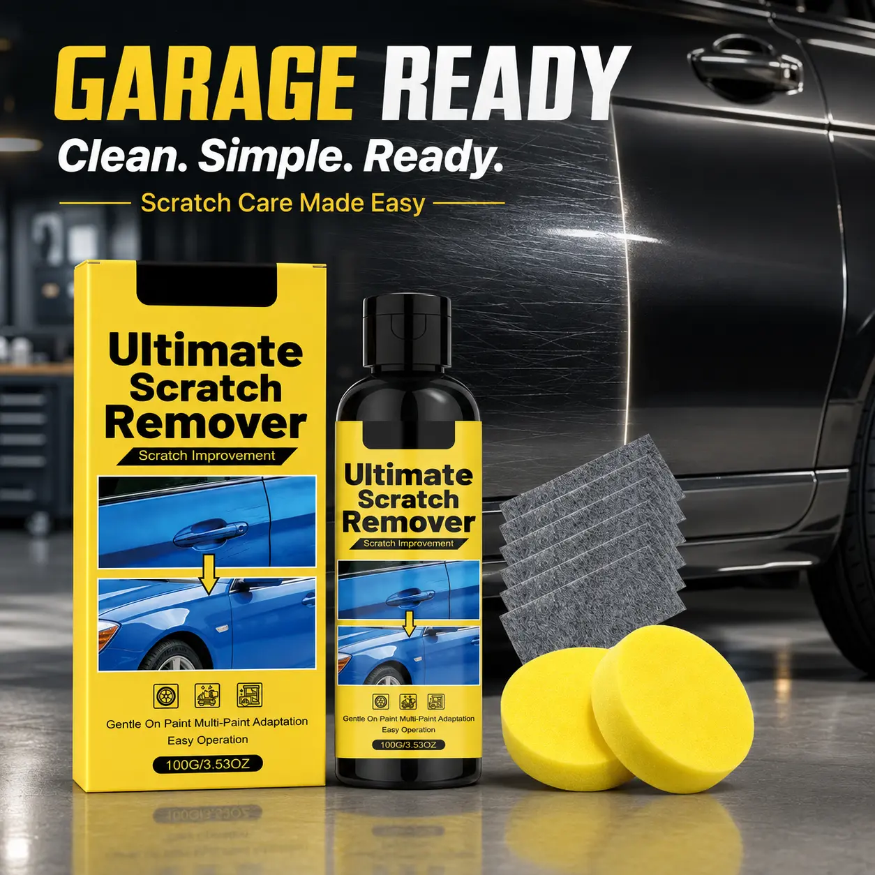 Car Scratch Remover Paste Paint Repair Kit Auto Body Scratches Scuff Mark Removal Tool Polish Restoration Cleaner Bumper Deep Touch Up for All Car Colors 100g