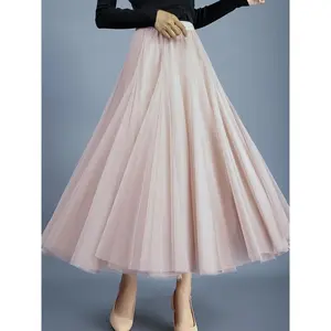Spring & Summer Chic Elastic Waist Tulle A-Line Layered Tutu Skirt for Women