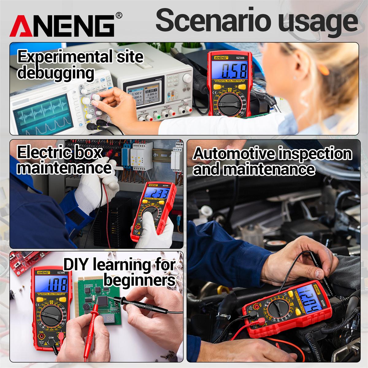 ANENG SZ306 Professional Smart Digital Multimeter for Electricians, AC/DC Voltage, DC Current, Resistance & Diode Tester Up to 20MΩ, Home & Automotive Repair Tool ANENG SZ306 High Precision Multimeter Tester, Smart Digital Voltmeter, Diode T