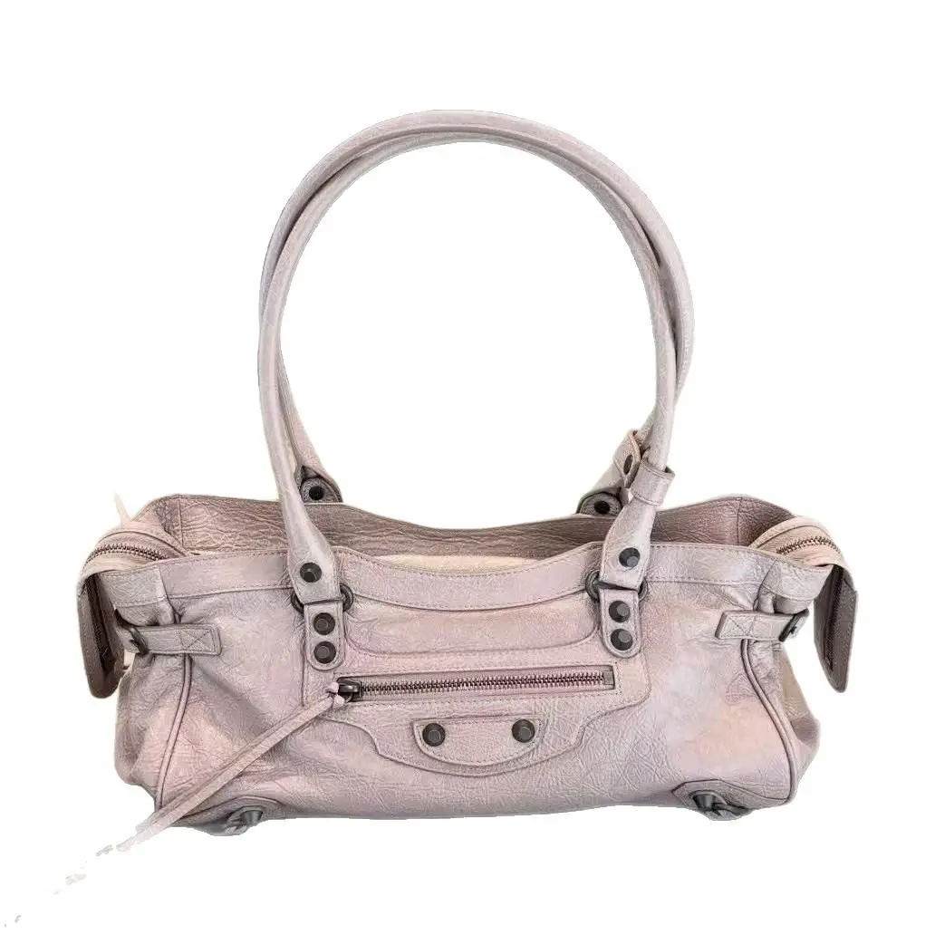 Women's High-End Punk Rivet Tassel Embellishment Large-Capacity PU Leather Shoulder Bag - Parisian Contemporary Style, Portable Casual Commuting Biker Handbag, Casual Commuting Handbag, Pu Leather Handbag