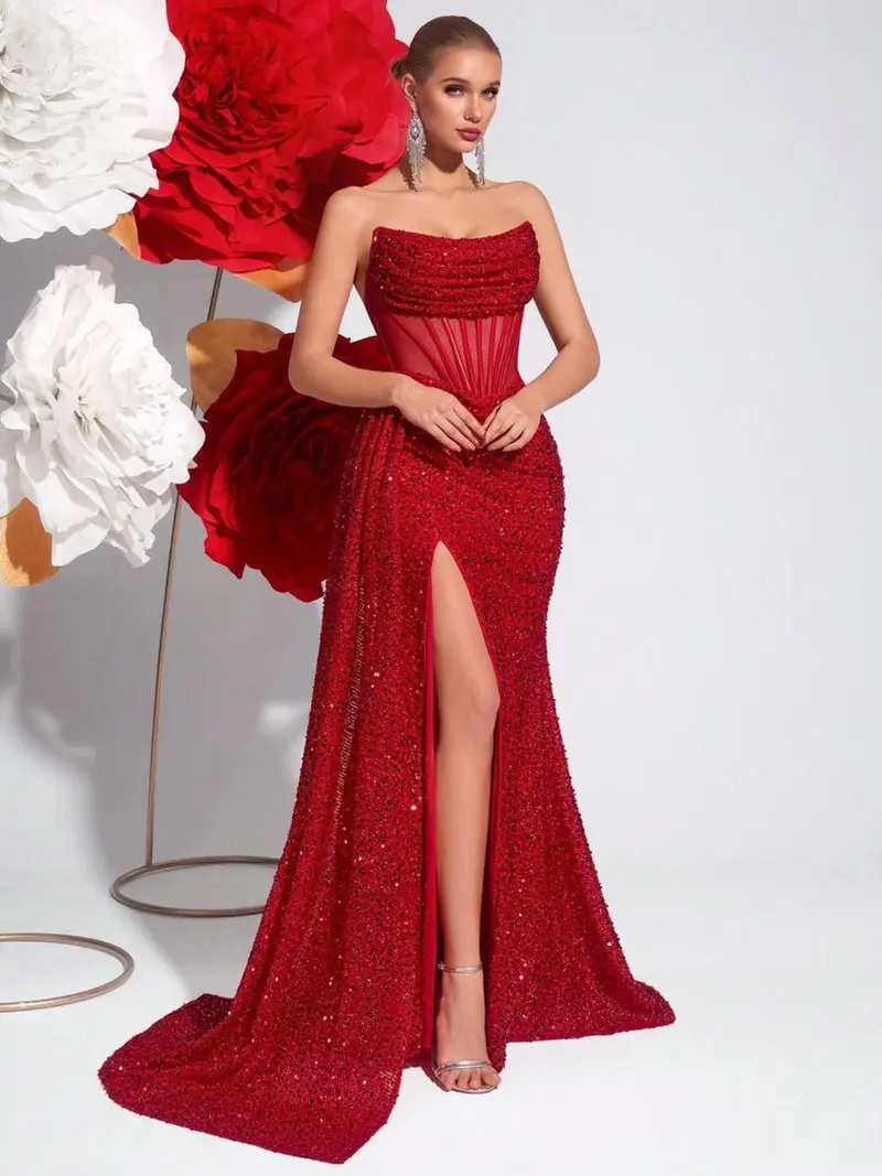 glittery red dress opens back - TikTok Shop