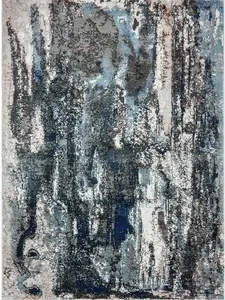 360 Stand Low Pile Modern Abstract Marble Area Rug, 5x8 ft, Blue-Gray-White, Machine-Made for Indoor Use, Multi-Tonal Area Rugs, Polypropylene Area Rugs