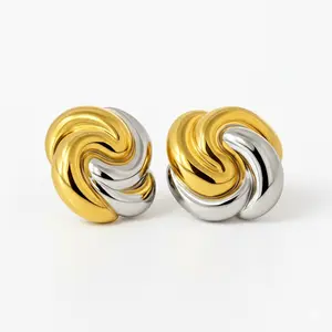 18K Gold Plated Swirl Knot Stud Earrings