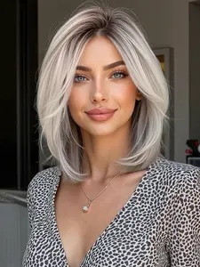 13x6 Lace Front Gradient Bob Wig, Lace Front Wigs, 12 Inch Straight Hair, No Glue Non-Slip Silicone Strap, Suitable for All Occasions
