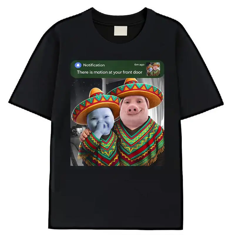 Funny printed T-shirt There Is Motion at Your Front Door John Pork And Ai T-Shirt Trendy Crew Neck T-Shirt with Eye-Catching Print Soft.jpeg 100% Premium Cotton T-shirt Casual Graphic Top Breathable Summer Tee