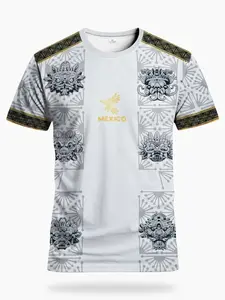 Mexican Men's Football Jersey Soccer Jersey Soccer Shirt & Youth Round Neck Comfortable Sports Top, Maya Civilization Aztec Print, Team Games Training Daily Fitness Gift