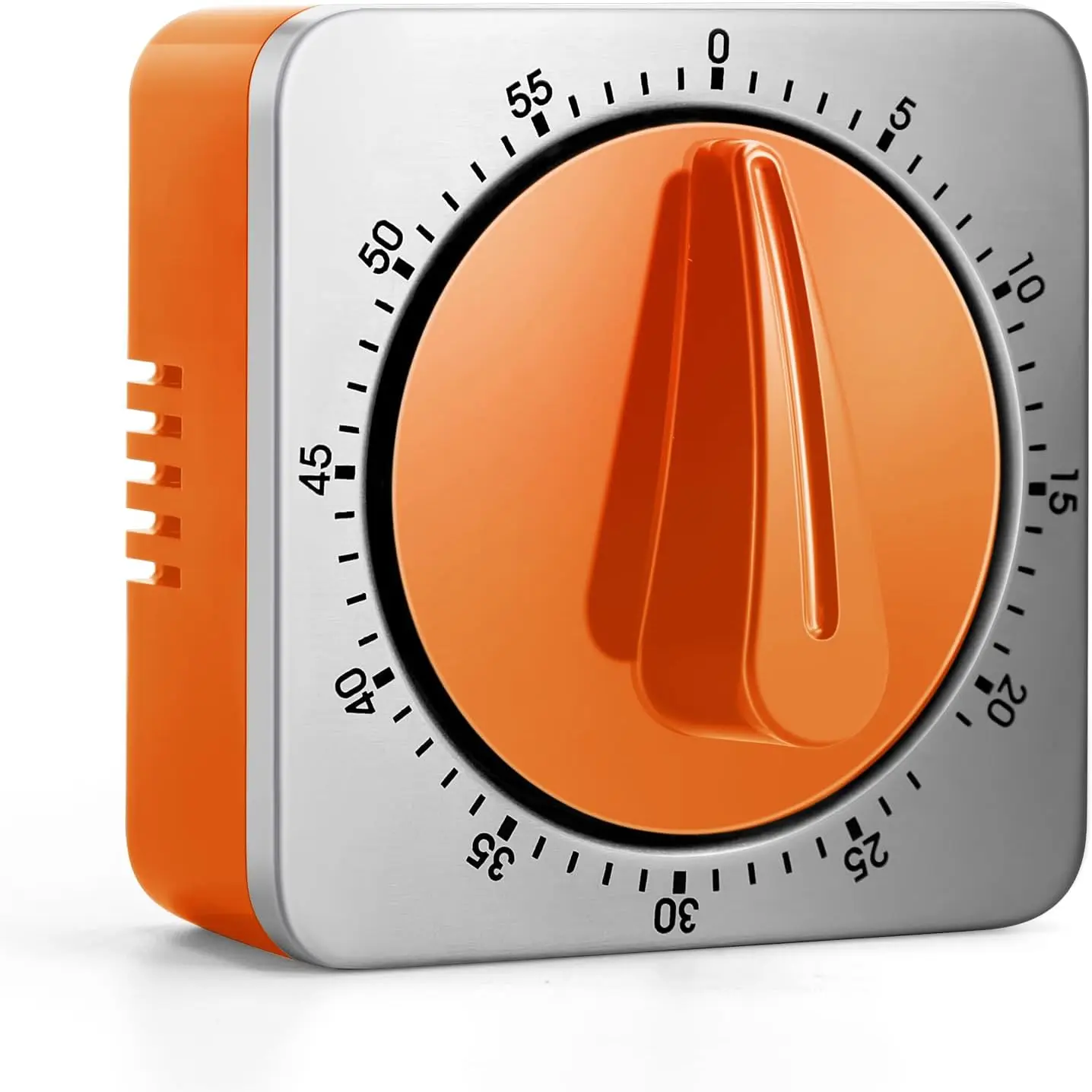 Orange Kitchen Timer for Cooking, Chef Cooking Timer Clock with Loud Alarm, 100% Mechanical Desktop Timer - No Batteries Needed - Magnetic Backing, Exquisite Stainless Steel Body - Countdown Reminder