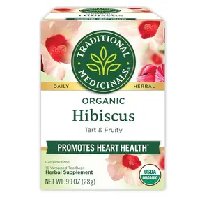 Traditional Medicinals Organic, Hibiscus Tea - Supports Normal Heart Health & Cardiovascular Wellness - Kosher, Non-GMO, Caffeine-Free, Compostable - 16 Tea Bags