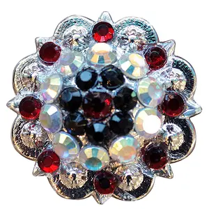 HILASON Western Berry Conchos Glass Rhinestones Bling Tack Cowgirl ‎Crystalab-Siam-Black Color | Slotted